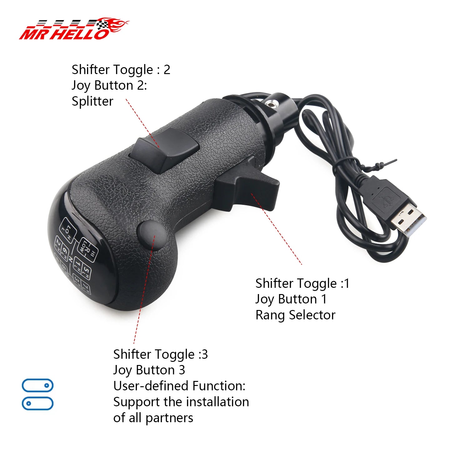 Simulator Game USB Gearshift Knob for Logitech G923 G29 G27 G25 TH8A for ETS2&ATS Euro Truck High Low Gear Simulator Shifter