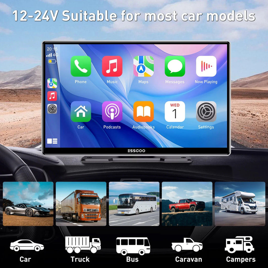 7" / 9" Inch Portable Wireless Carplay Android Auto Screen HD Car Radio Multimedia MP5 Video Player Rear Reversing Camera DVR