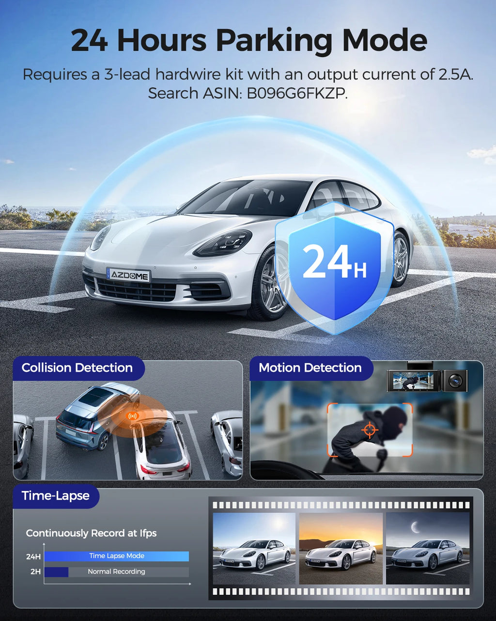 AZDOME 4K Dash Cam M550 Max Built-in GPS Wifi Camera Car DVR 3.18”Screen Night Vision 24H Parking Monitor Support Rear Cam