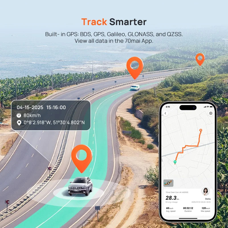 70mai 4K Dash Cam A800SE Upgraded Version of 70mai A800S Voice Control Supercapatior GPS ADAS Car DVR 70mai A800SE UHD Wifi 6