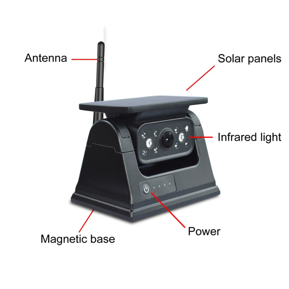 QXNY Wireless Solar Powered Energy Magnet Reverse Backup Camera with AHD 5"  Rear View Monitor for Camper Truck Trailer Rv