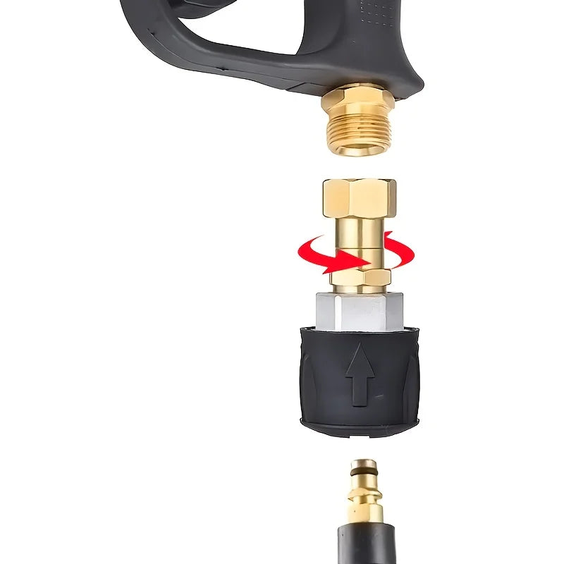 High Pressure Water Gun with 360° Swivel Brass Connector, Anti-Tangle Adapter, M22-14 to Karcher K Series, for Karcher K2-K7