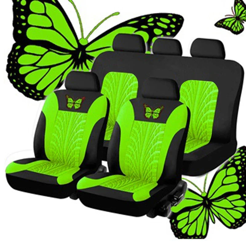 Car Seat Cover Full Set, Universal Butterfly Pattern Embroidery Auto Seat Cover Set