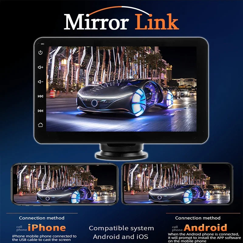 SINOVCLE 7" Portable Wireless Carplay Android Auto Car Radio Multimedia Player IPS Touch Screen AUX  USB Bluetooth Mirror Link