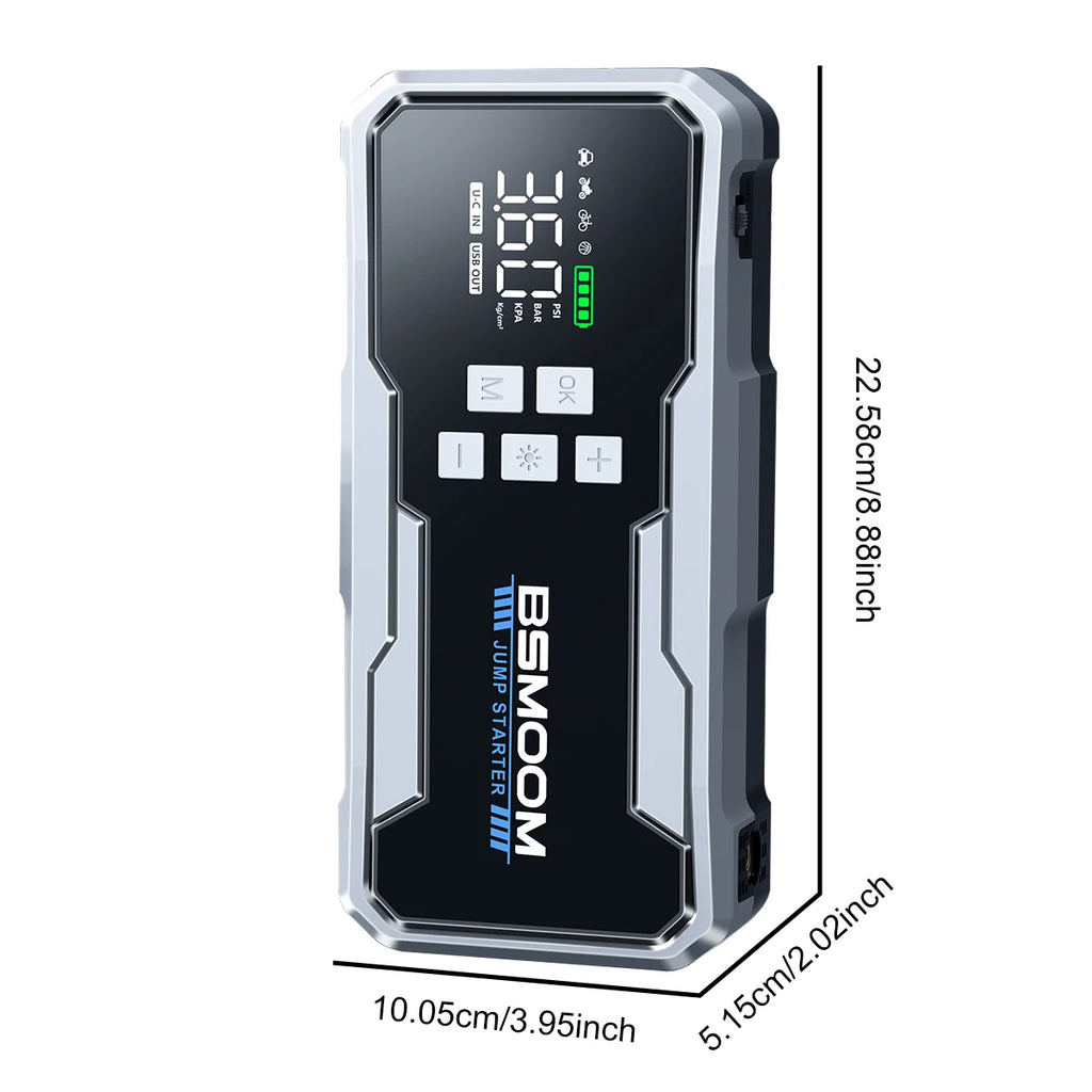 Car Jump Starter Pump Air Compressor Starting Device Booster 59.2Wh Power Bank 12V Digital Tire Inflator 150PSI