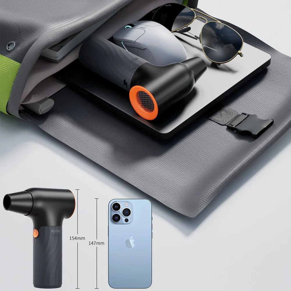 YIJU 130000RPM Air Duster Brushless 3 Gear Turbo Mini Air Blower Electric Violent Blower Rechargeable With Light Car Cleaning