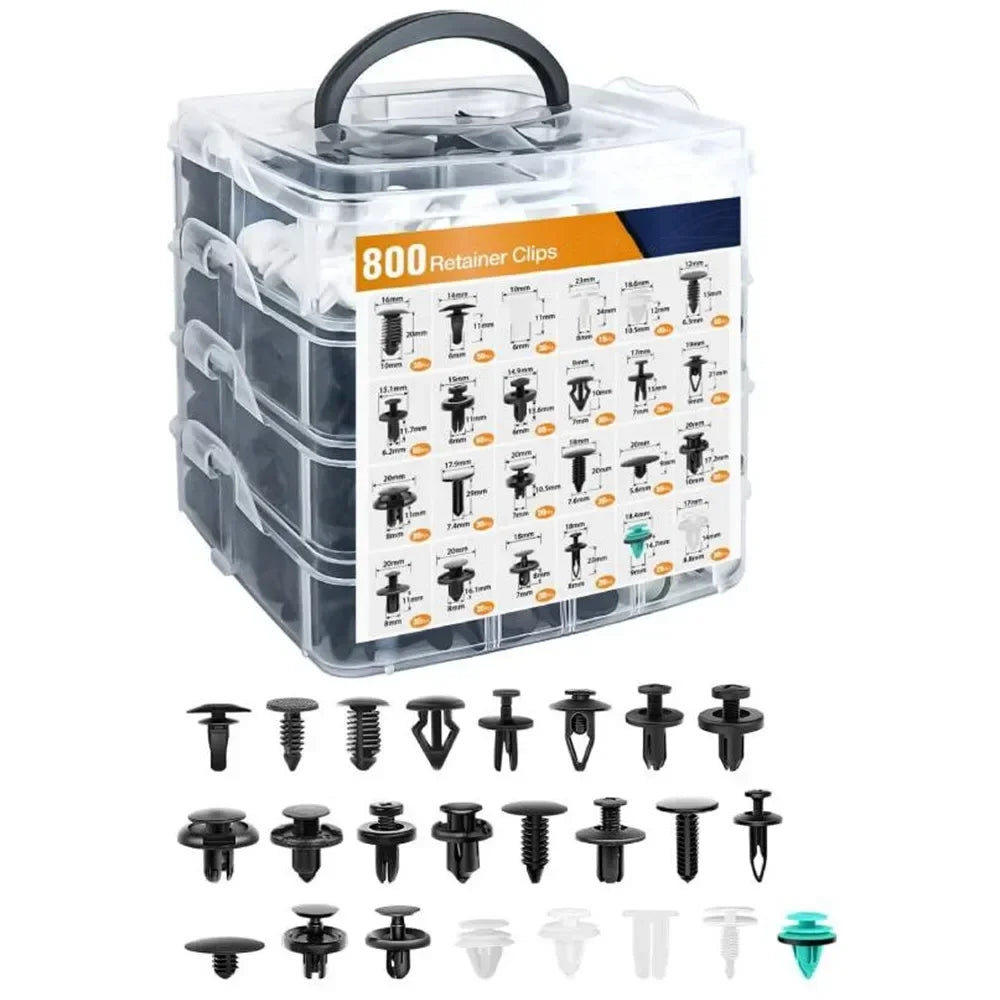835 Car Push Retainer Black Nylon Fastener Clips in Plastic Box for GM Ford Lexus Honda Chrysler Mazda Nissan Jeep Ford