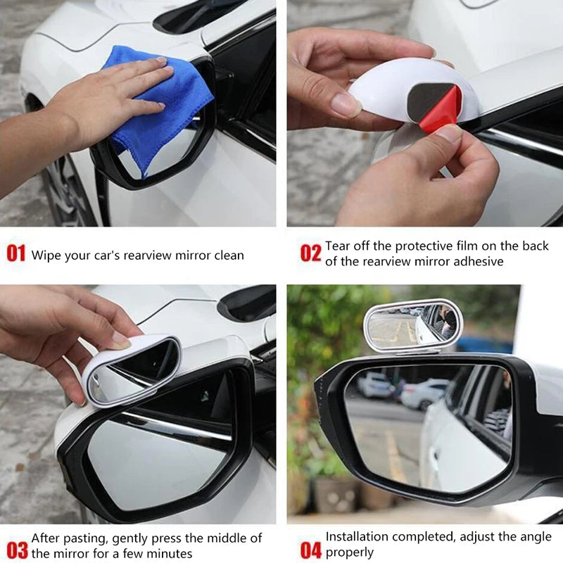 Car Mirror Auxiliary Rear View Mirror Wide Angle Side Rear Mirrors Reverse Blind Spot 360° Adjustable Car Accessories