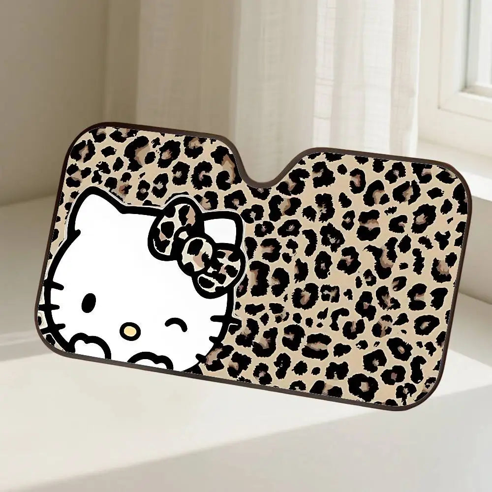 H-Hello Cat K-kitty  Car Sunshade Curtains Windscreen Front Window Visor 70x130cm Sun Visor Solar Protect Plaid Gift Novelty Car