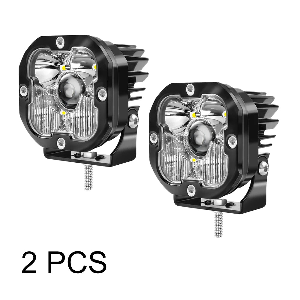 BraveWAY Super Bright 3 inch LED Working Light for Off-Road Motorcycle Truck 4x4 Assisted Driving Lamps Spot +Flood Beam