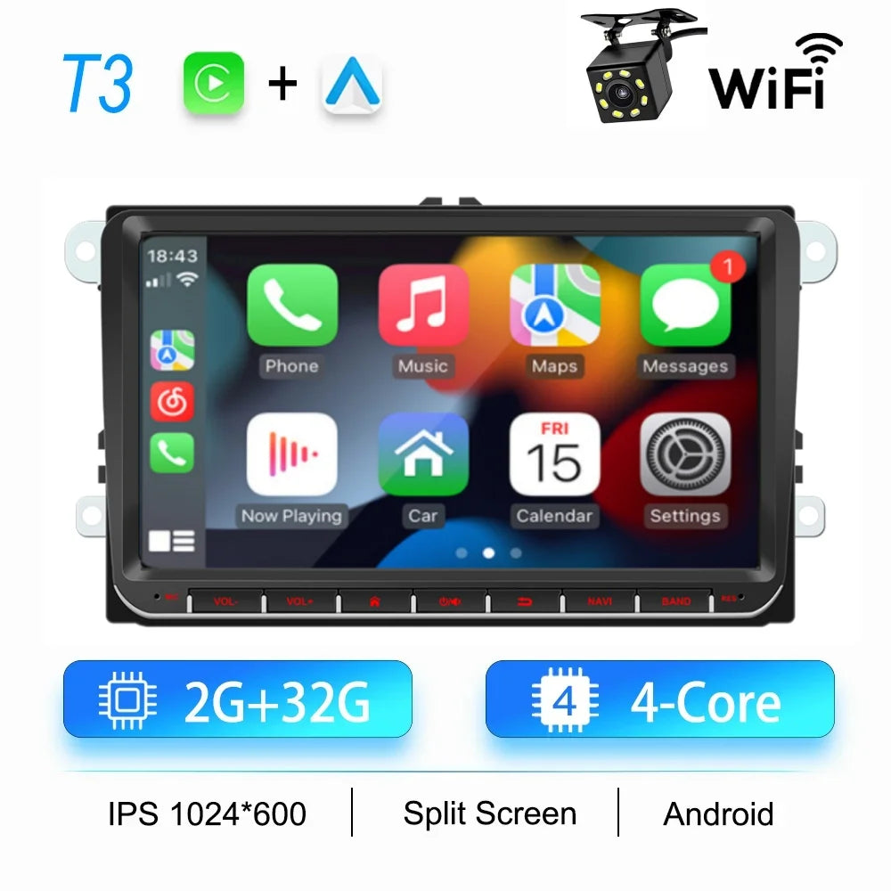 2Din Car Radio Android for Volkswagen Golf 5 6 Polo Passat B6 B7 CC Skoda Jetta Universal Multimedia Carplay Wifi GPS Navigation