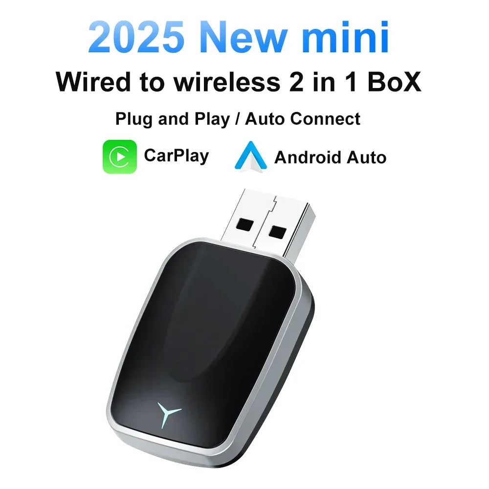 2025 Wired To Wireless CarPlay Android Auto Wireless Adapter Plug and Play Fast Connect Universal for Nissan Wireless Adapter