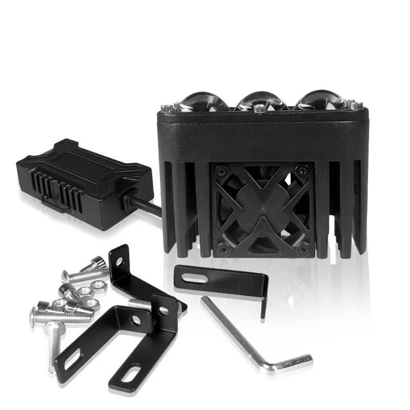 Ultra-Thin Triple Laser Fog Lights, Mesh Projector White/Yellow Dual-Color, IP68 Waterproof 75W Car & Motorcycle Accessories