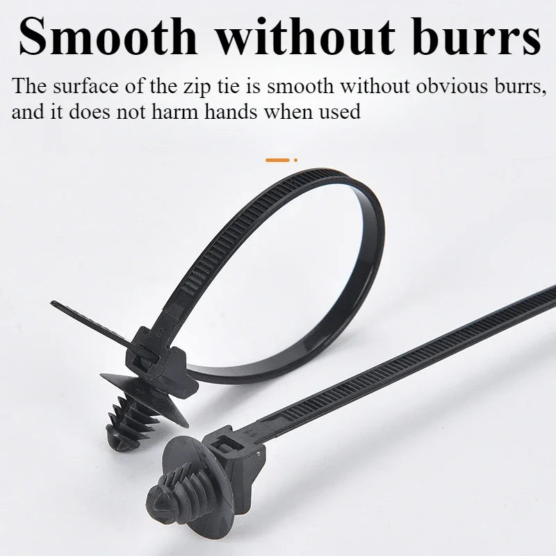 Car Nylon Tie Wrap Cable Fixed Fastener Clips  Strap Self-Locking Nylon Cable Ties Car Hose Fastening Zip