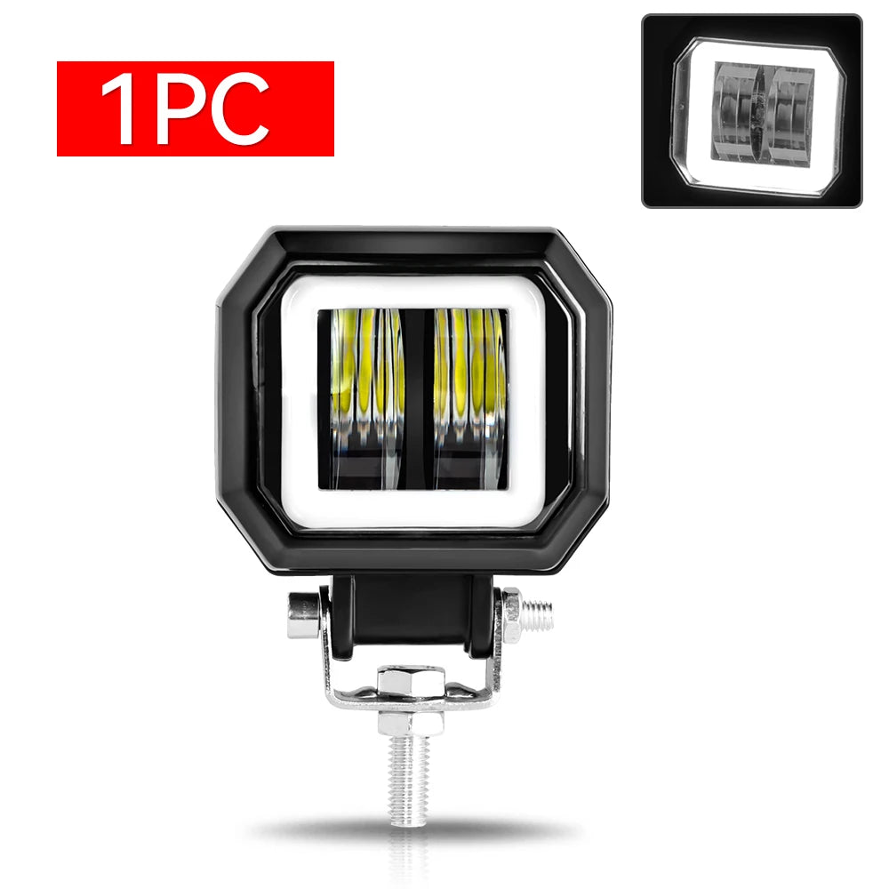 LED Fog Lamp Driving Daytime Off road Led Light Headlight 3'' 20W Motorcycle Halo Lamps For Jeep ATV 12V 24V SUV Worklight Beams