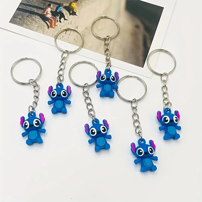 10pcs Disney Stitch Silicone Keychain Set - Cute Cartoon Interstellar Baby Accessories, Fashionable Couple Packaging Accessories