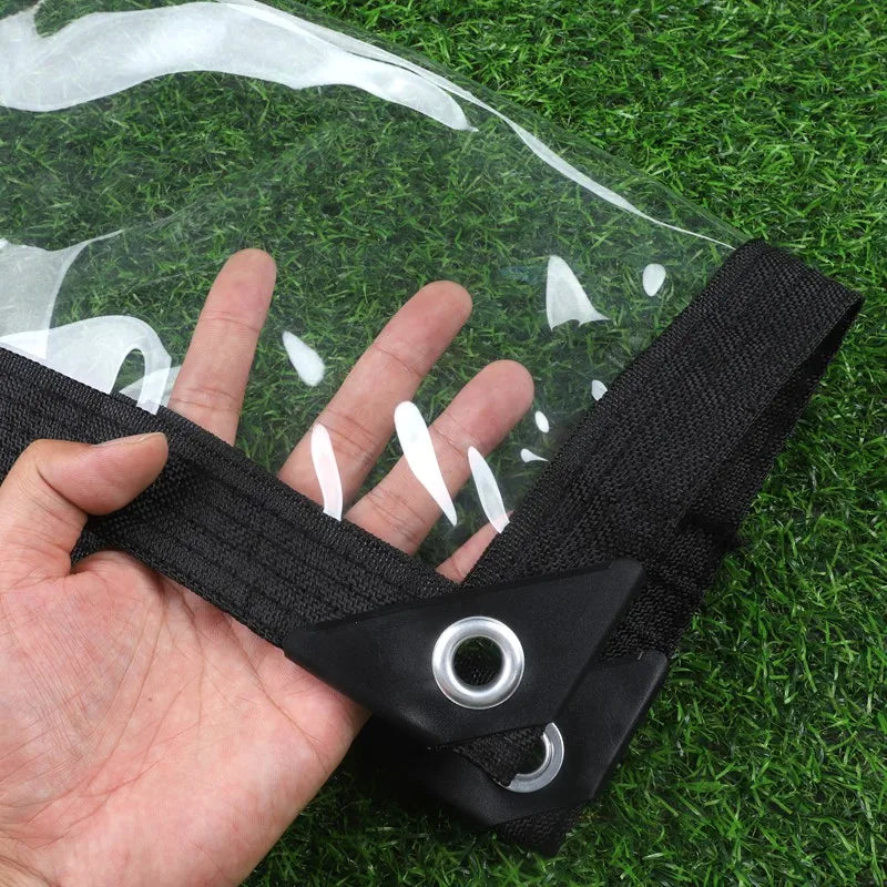 99.9% Transparent PVC Tarpaulin Balcony Gazebo Windproof Waterproof Fence Screen Rainproof Cloth Clear Tarp Cover