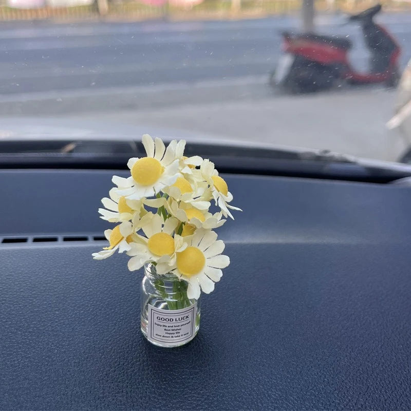 1PC Car center console Delicate Miniature Potted Flowers Car Dashboard  Decor  Automotive interior decorations