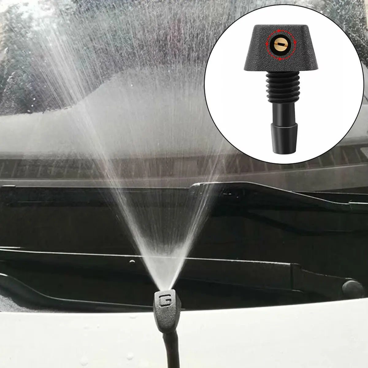 2PCS Auto Front Windshield Wiper Nozzle Car Fan-shaped Mist Windscreen Washer Water Spray Jets Nozzles Accessories