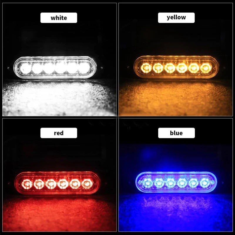 2PCS 12V 12W 6LED Car Warning Light Car Beacon Lamp LED Side Light Grill Flashing Breakdown Emergency Light Auto Accessories
