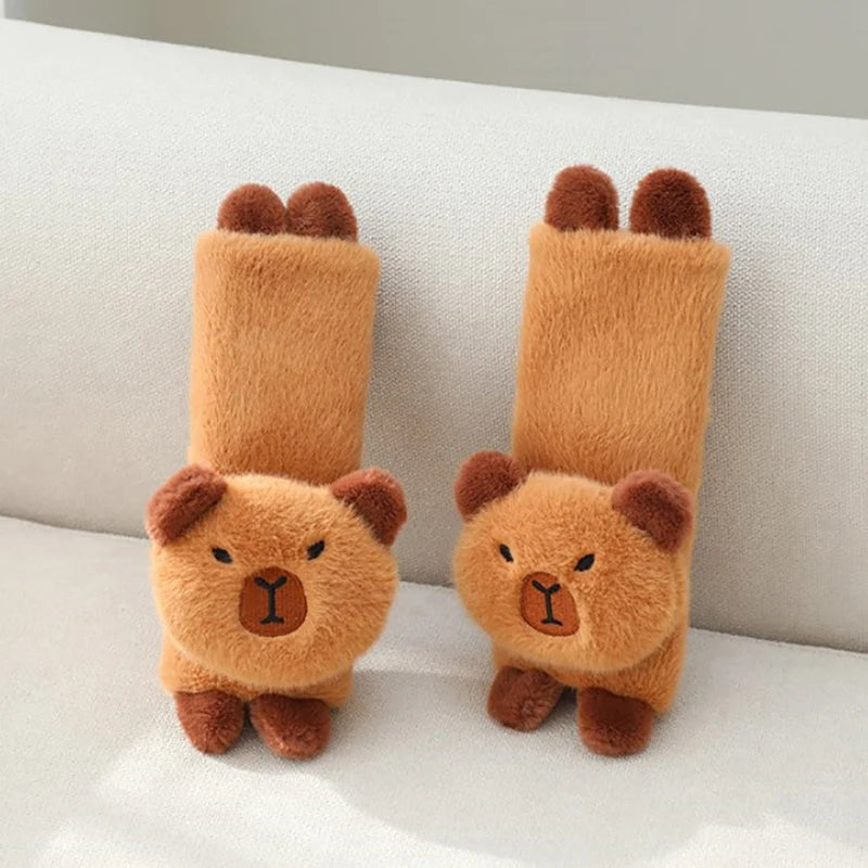 1PCar Headrest Neck Pillow Capybara Plush Shoulder Protection Cute Tissue Box Kawaii Car Decoration Of Car Supplies Plushie Gift