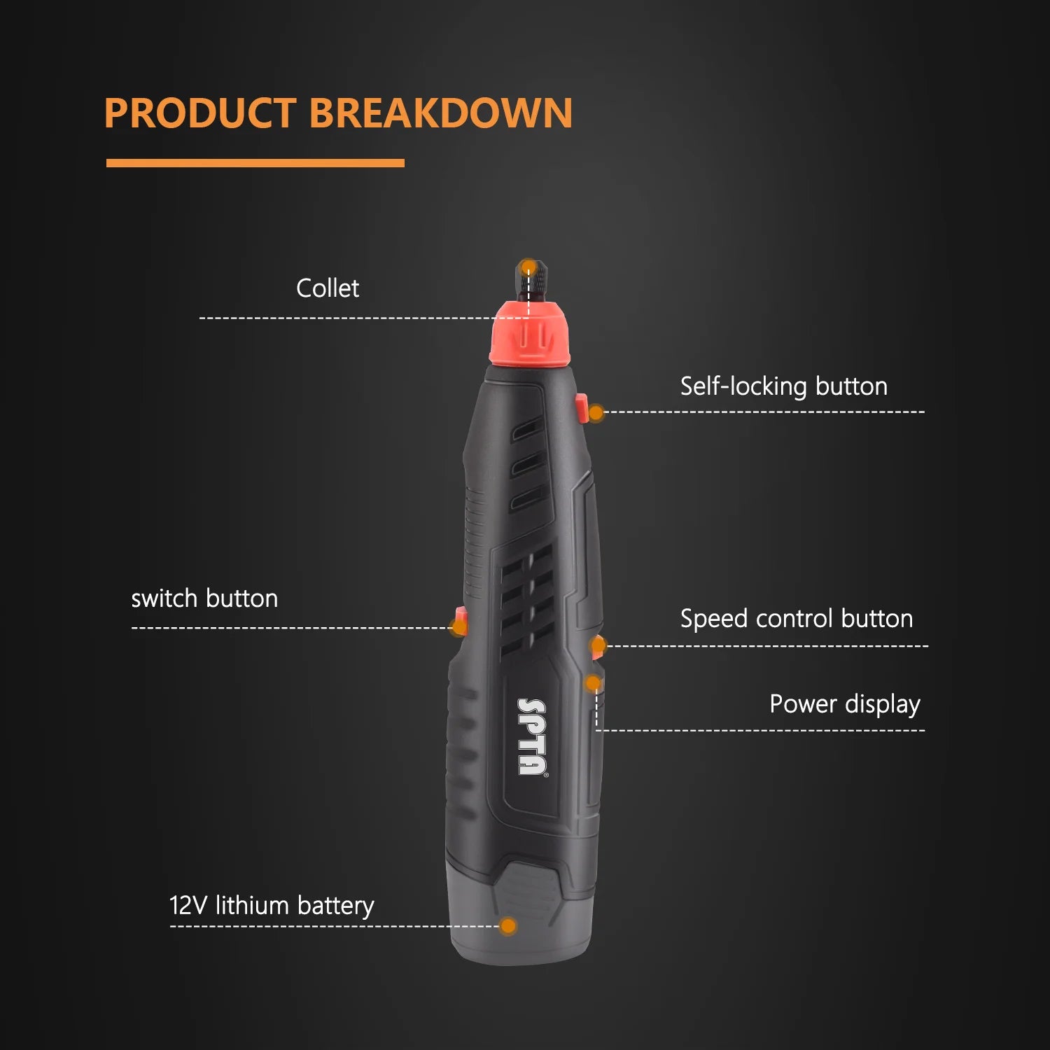 SPTA 12V Cordless Rotary Mini Car Polisher ,Car Electric Drill, 5,000-25,000 RPM Small Buffer Polisher Polishing Foam Pad Set