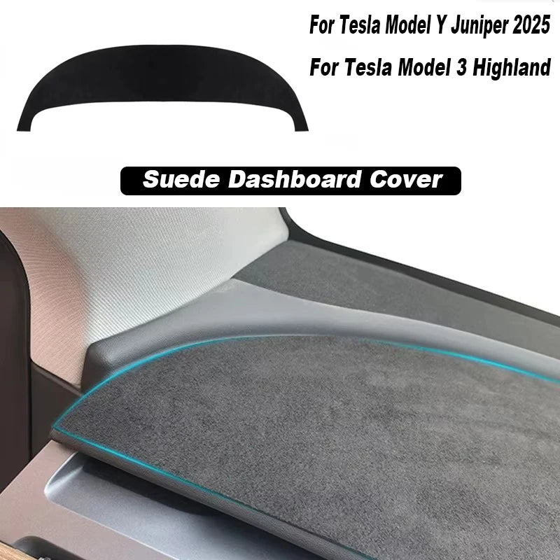 For Tesla Model Y Juniper 2025 Model 3/Y Dashboard Cover Pad Suede Sunshade Protector Anti-UV Dash Mat Non-slip Pads Accessories