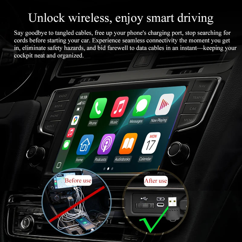 Gallop Sprite Wireless CarPlay Android Auto Adapter 2 in 1 Wired to Wireless Smart Mini Box Plug And Play Automatic Connection