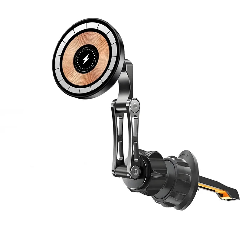 15W Car Magnetic Wireless Charger Holder 360 Rotation Metal Adjustable Angle in Car Stand For Iphone 15 14 13 12 Pro Max Samsung