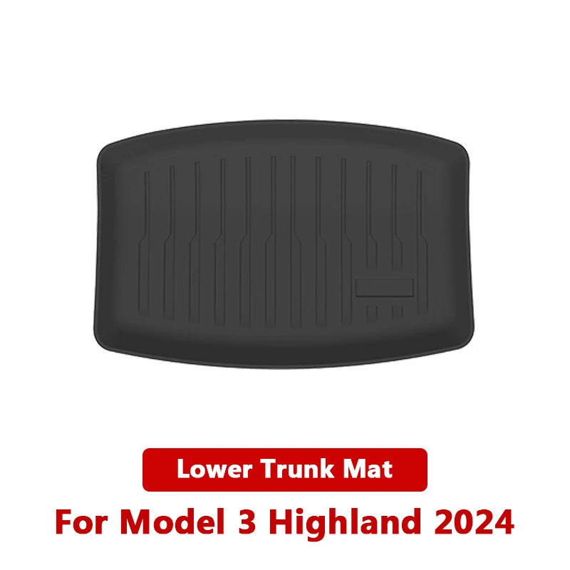 For Tesla Model 3 Highland 2024 Front and Back Trunk Mat TPE Carpet Waterproof Weather-resistant Pads Up and Down Layer Mats