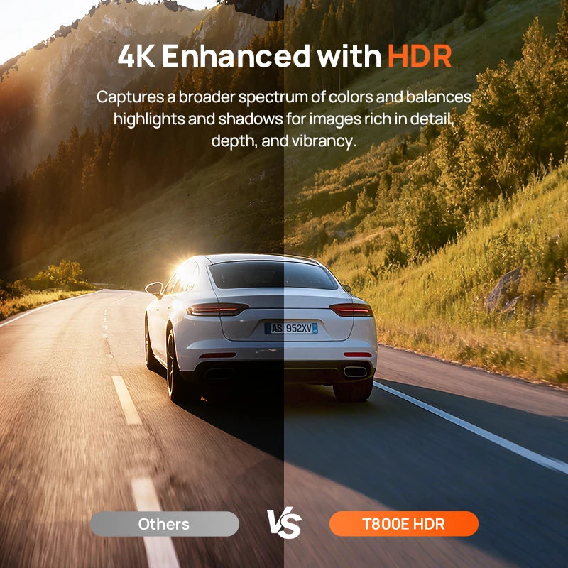 70mai 4K T800E 3-Channel Dash Cam Front Rear Interior 3 in 1 Voice Control Support 24hours Parking Supercapacitor GPS 4K Car DVR