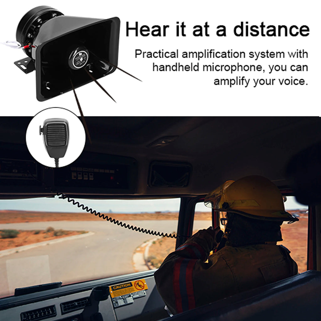 200W 9-Tone Car Loud Warning Alarm Emergency Siren Horn Kit Electronic PA System with Handheld Microphone 12 V for Car Truck