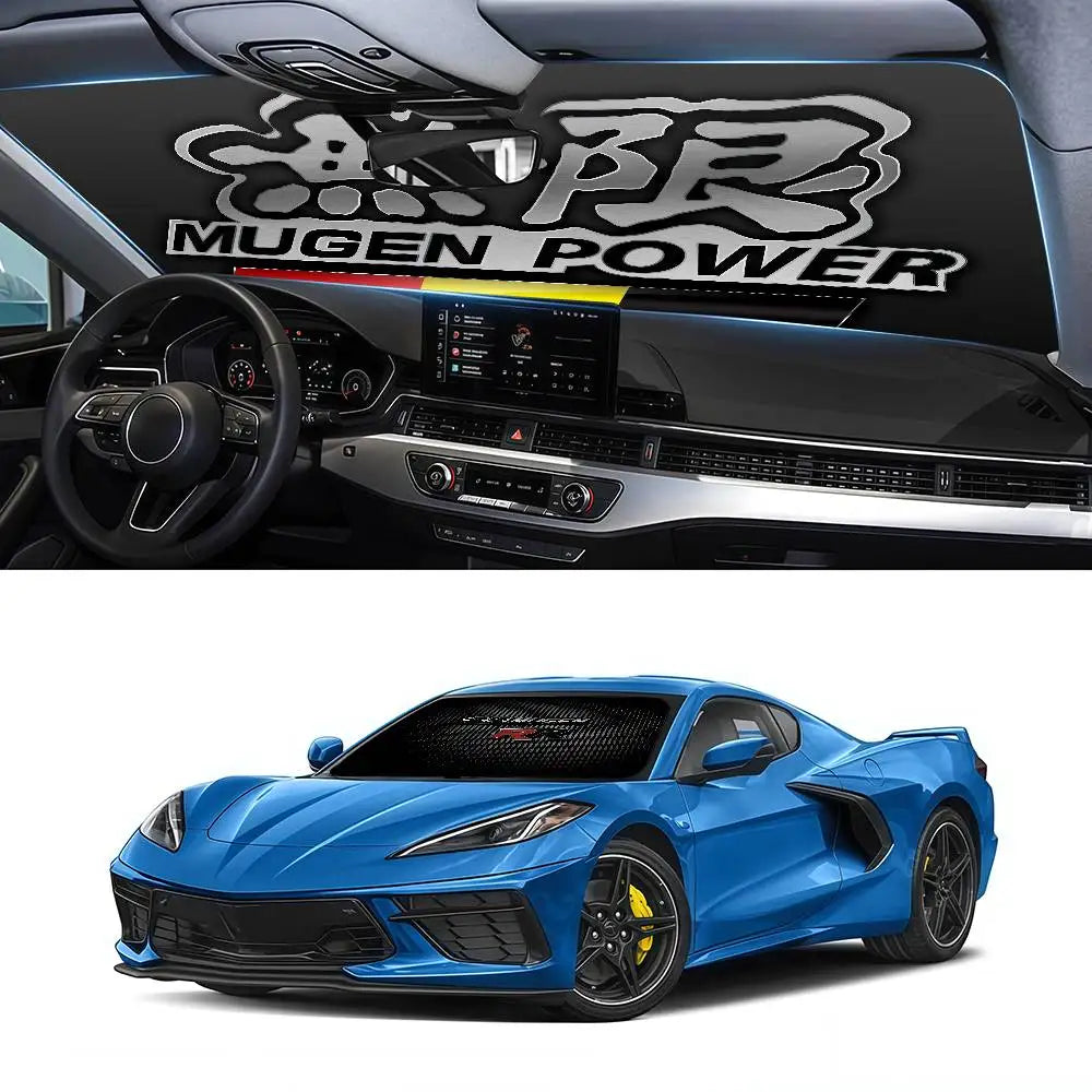 Mugen Powers Heated Windshield Sunshade Car Window Windscreen Cover Sun Shade Auto Sun Visor Car-covers