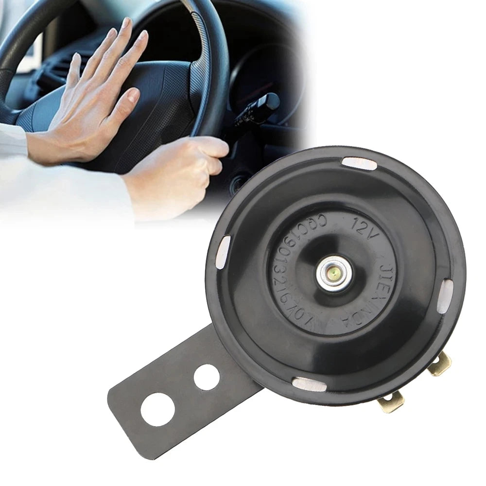 1pcs E-Bikes Motorcycle Loud Electric Horn Speaker 12V Loud 105db Black For ATVs Go-Karts Universal Round Alarm Horn Loud Signal