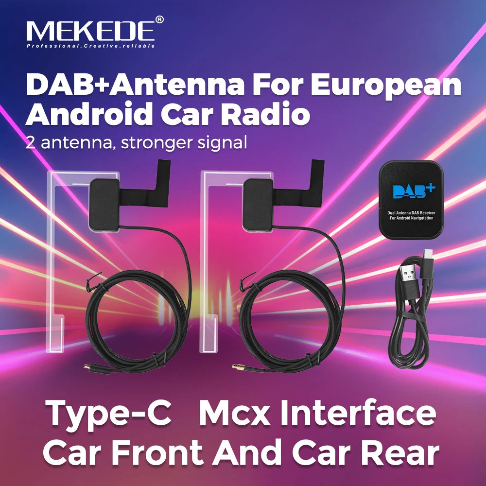 MEKEDE Dual Antenna DAB+ Adapter Type-C MCX Antenna Interface for European Digital Broadcast Universal Android Car Radio Navi
