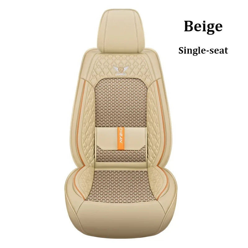 Ergonomic Car Seat Cushion – Nappa Leather & Ice Silk, High-Resilience Sponge, All-Season Comfort for Most Vehicles
