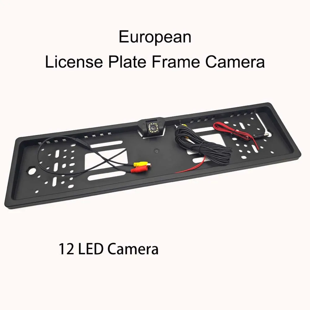 4/8/12LED  European License Plate Rearview Camera Frame Reverse Backup Camera Night Vision for Truck Car SUV, Camper Pickup