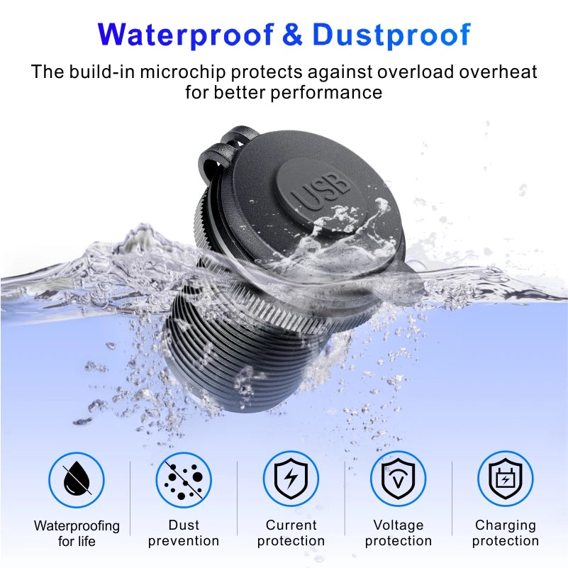 12v automotive usb socket USB C Car Charger Socket 12V/24V 3USB Socket PD3.0 and QC3.0 Car USB Port