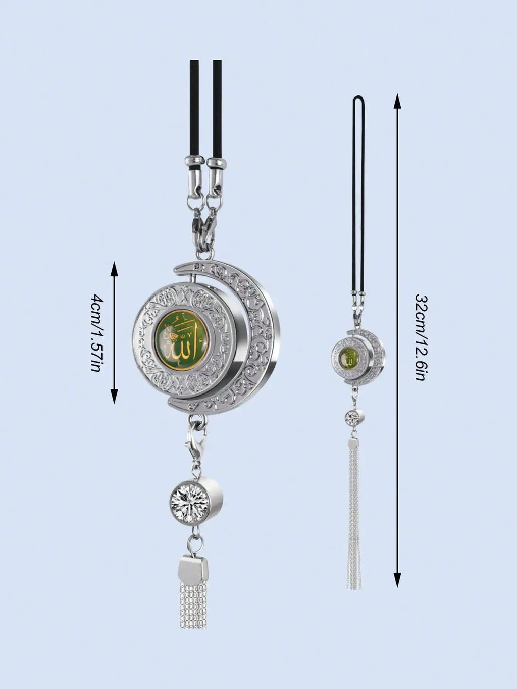 1Pc Rotating Diamond Car Perfume Pendant - Refillable DIY Fragrance Container, Elegant Metal Aromatherapy Pendant