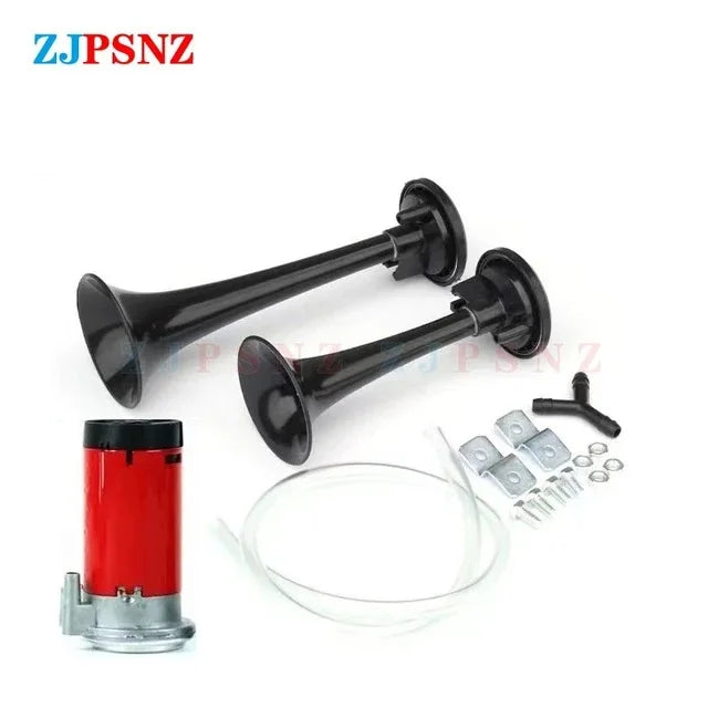 12V 24V Super Louder Dual Tone Air Horn Set Trumpet With Compressor Speaker For Motorcycle Car Boat Truck 135dB Powerful Durable