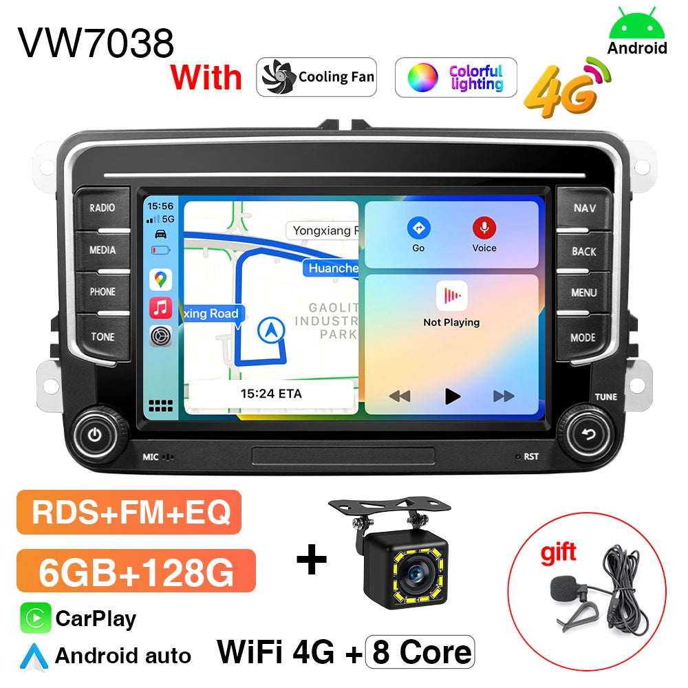 GRANDnavi Android13 Car Radio GPS For VW Volkswagen Skoda Octavia Golf 5 6 Touran Passat B6 Polo Jetta 2Din Multimedia Player