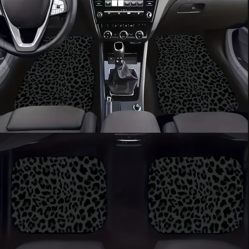 Leopard Print Car Floor Mats Set, All-Weather Universal Size for Front and Rear Seats, Suitable for SUVs, Limousines, LKWs