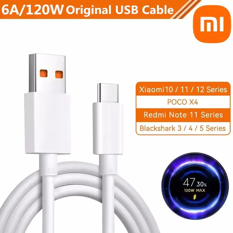 Xiaomi  6A 120W USB C-type ultra fast charging cable Xiaomi Mi 13 12 Pro Realme POCO 12 Turbo fast charging data cable