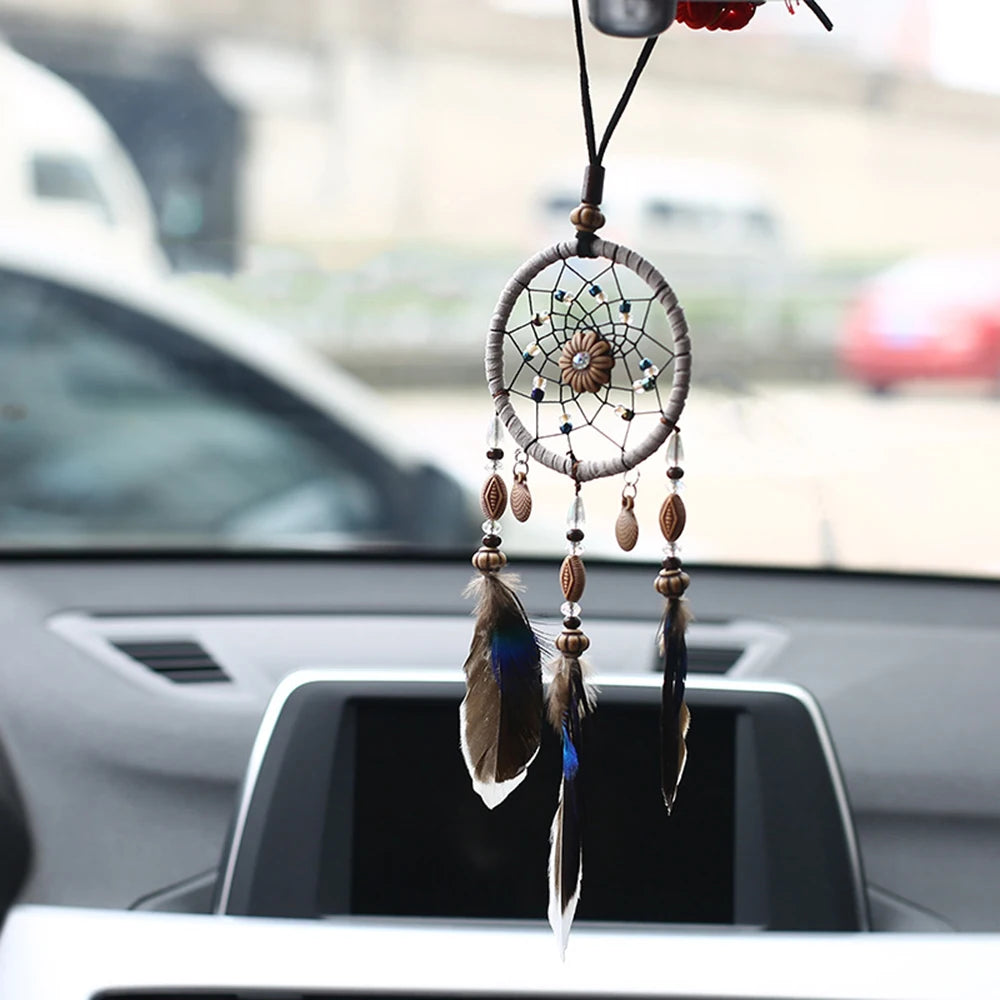 Car Pendant Handicraft Dreamcatcher Feather Hanging Car Rearview Mirror Ornament Auto Decoration Trim Accessories For Gifts 30CM