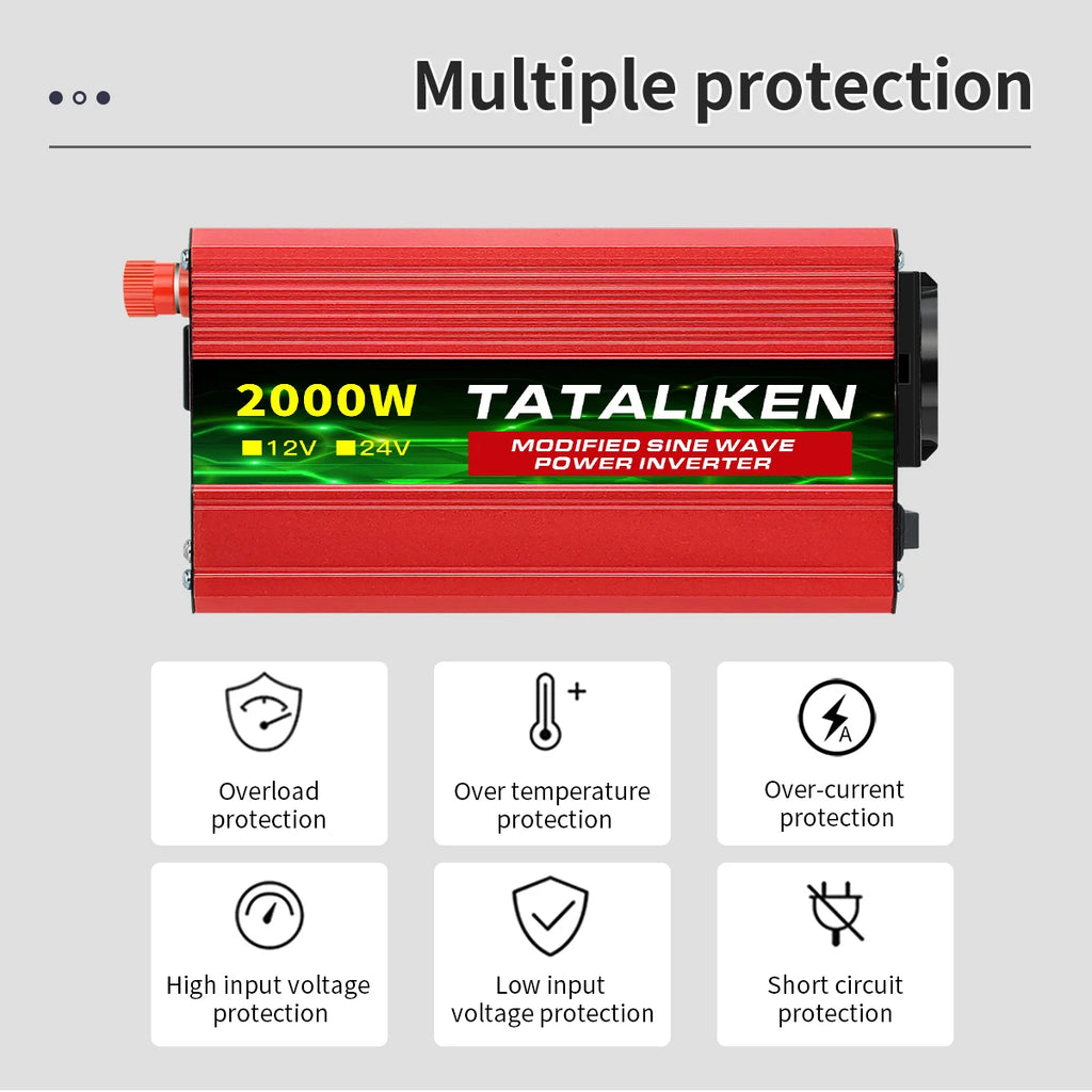 Modified Sine Wave  with voltage display 600W 1500W 2600W 3000W  power inverter  inverter 12v 220v