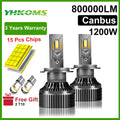YHKOMS 1200W 800000LM Canbus H4 H7 H1 LED H8 H9 H11 9005 9006 9012 HB3 HB4 Car LED Headlight Auto Fog Lamp LED Bulbs 6000K 12V