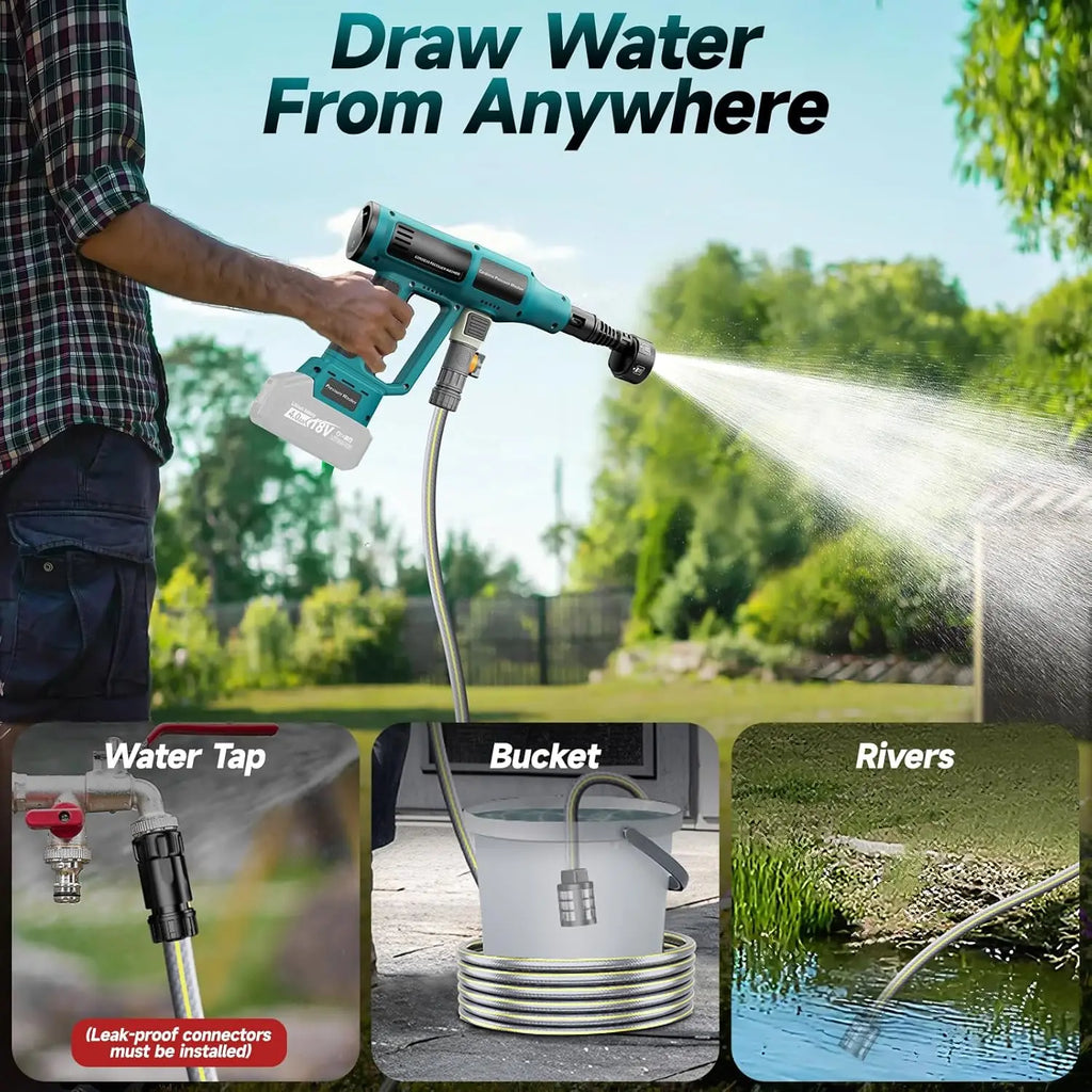 380W Brushless Electric High Pressure Washer Gun 250Bar Power Garden Car Washing Water Spray Gun For Makita Battery Pin