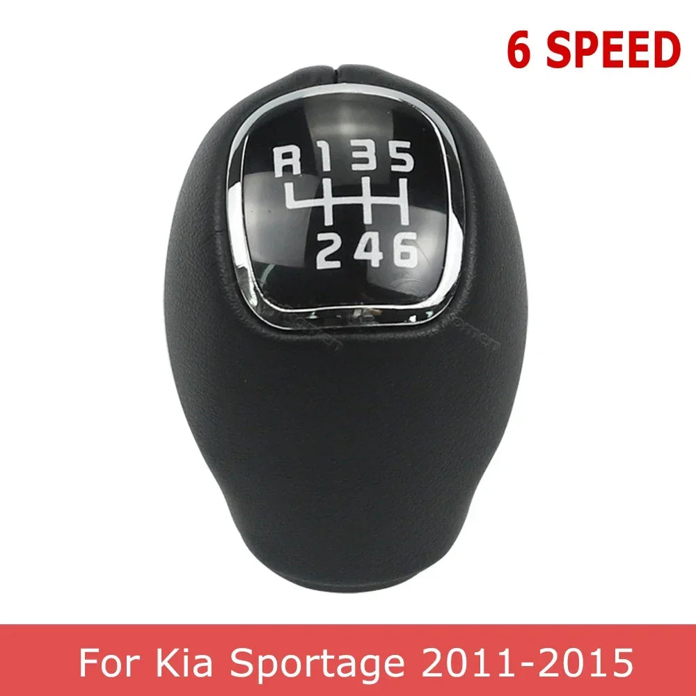 6 Speed Leather Gear Knob Shift Lever Shifter Handball For KIA Sportage 2011-2015 For Rio 3 5 VELOSTER 2013 2014 2015