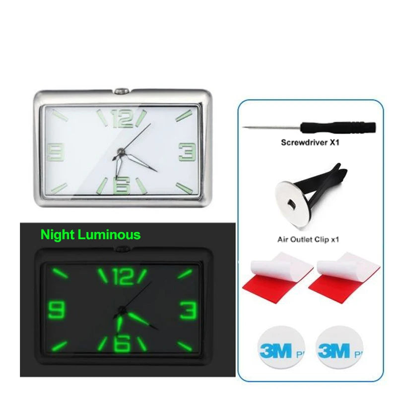 Auto Fashion Car Air Conditioning Vent Electronic Quartz Clock Square Vertical Car Clock Car Luminous Electronic Clock