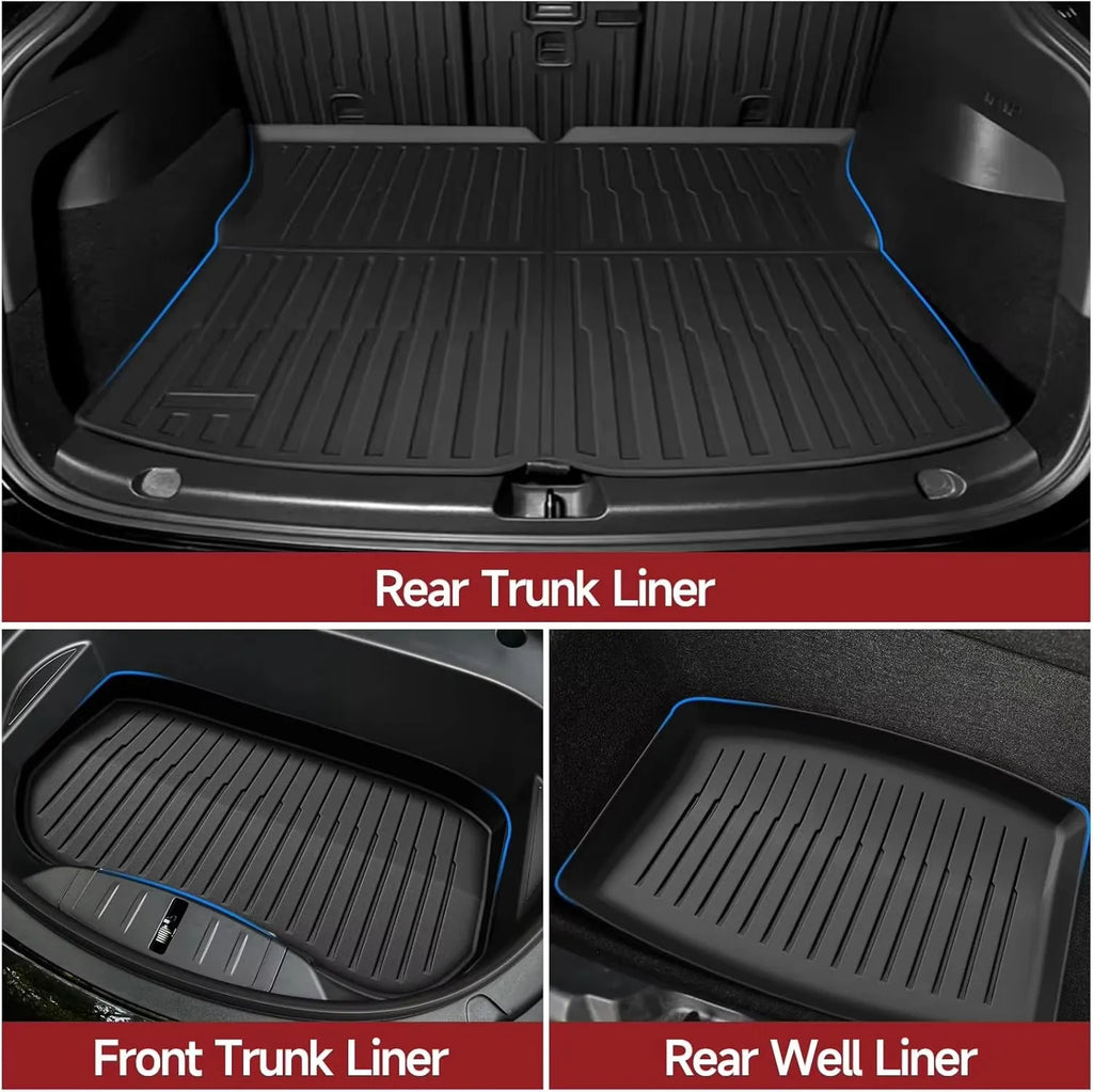 Car Trunk Mat For New Tesla Model Y 2025 Juniper TPE Floor Mats & Cargo Liner All Weather Trunk Mats Floor Liner Backrest Mats